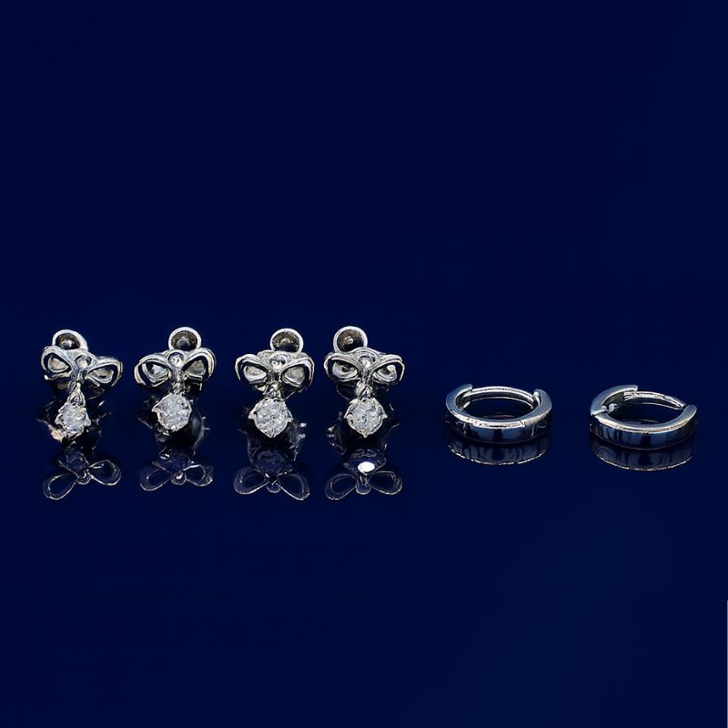 Trio de Brincos Zircônia e Argolinhas