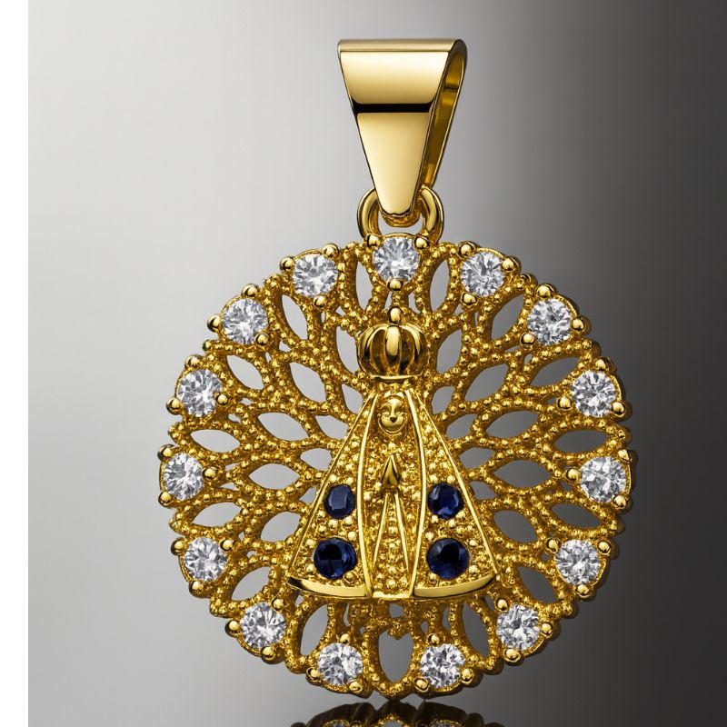 Colar nossa senhora - banho ouro 18k - Imagem 2