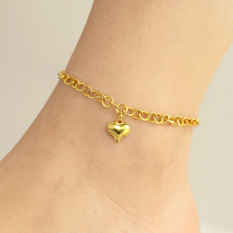 Pulseira Infantil Coração Pendente – Banho Ouro 18k