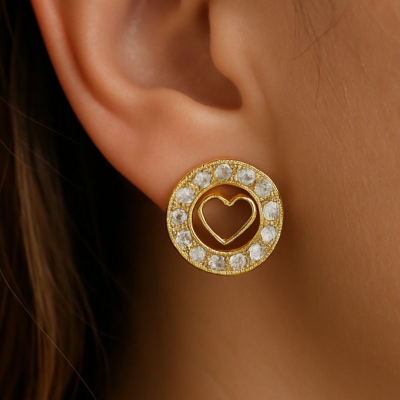 Brinco love banho ouro 18k