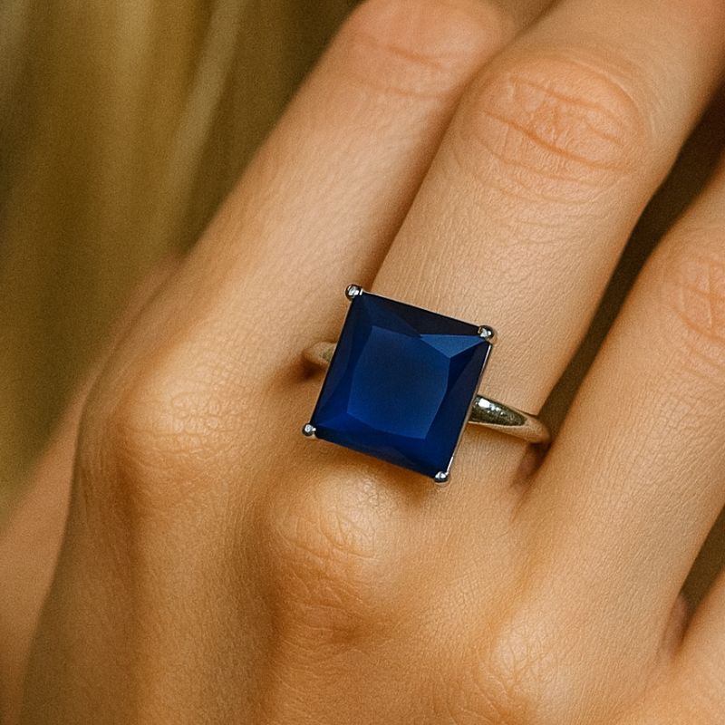 Anel Blue Royale - banho prata 925