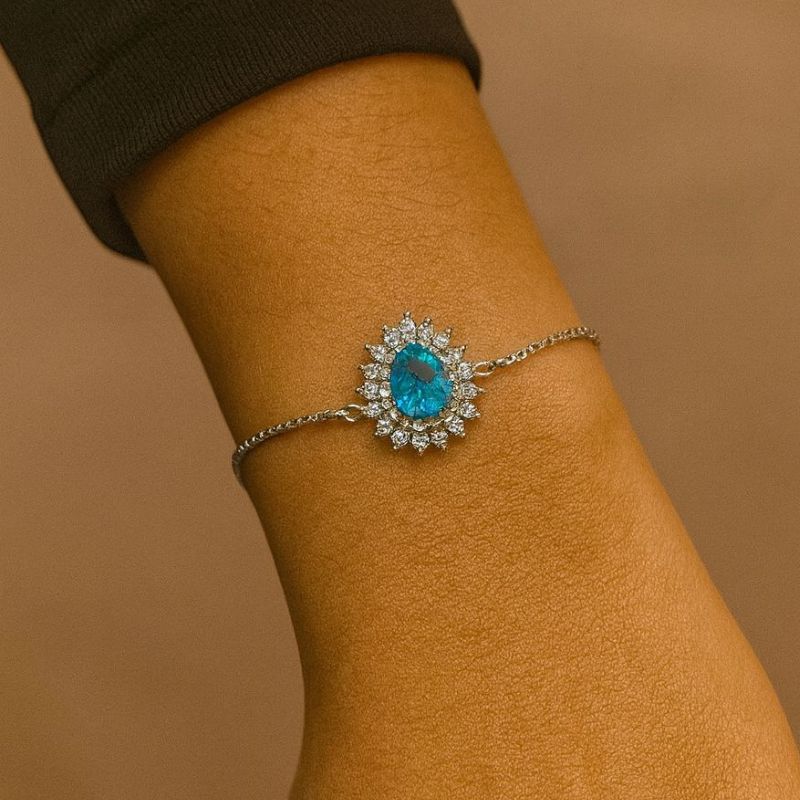 Pulseira zirconia - banho rodio