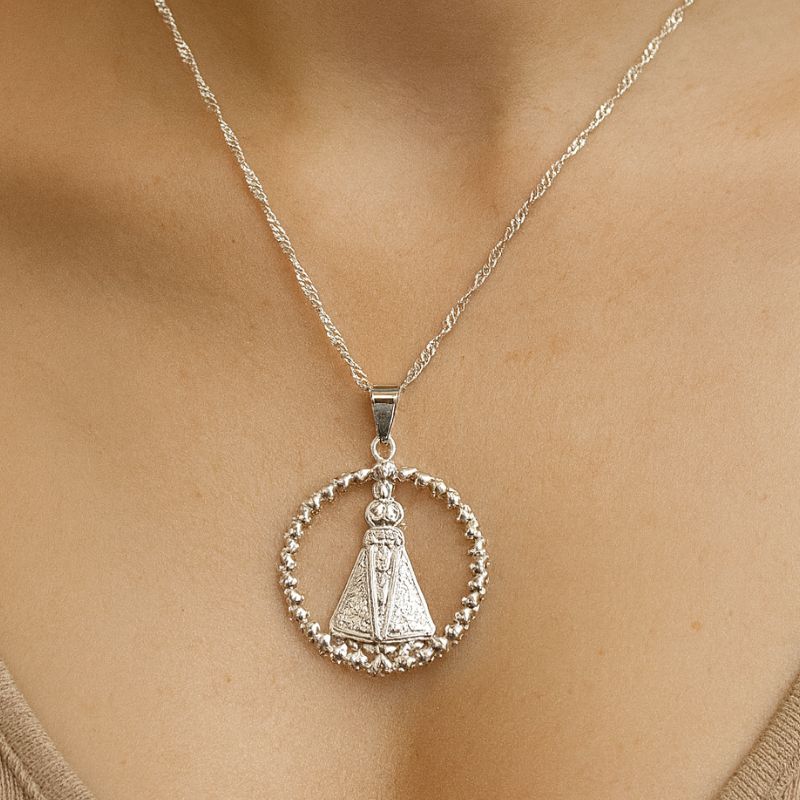 Colar nossa senhora - banho prata 925